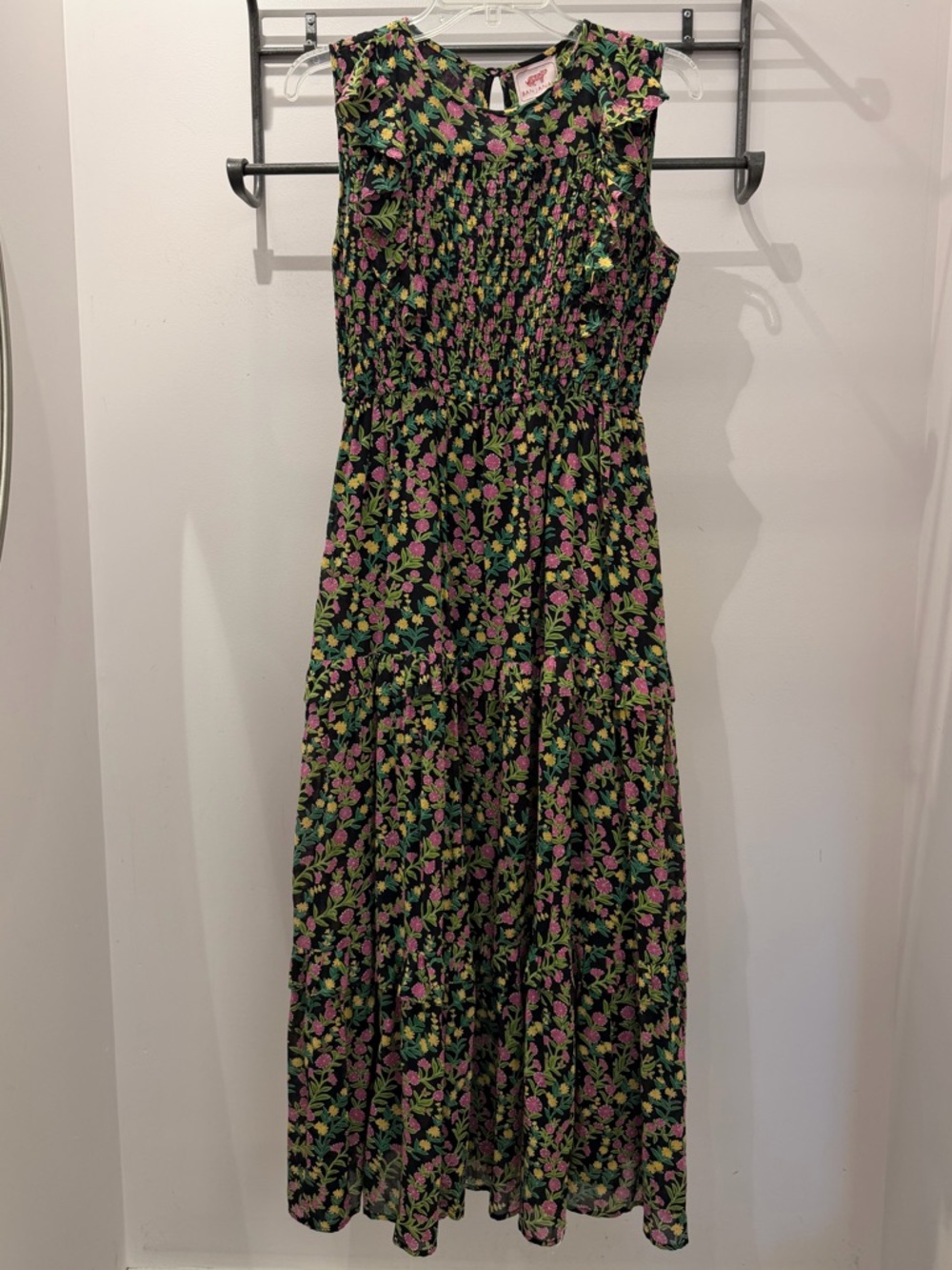 Banjanan Iris Midi Dress Black Floral Print Size Medium - Picture 1 of 7